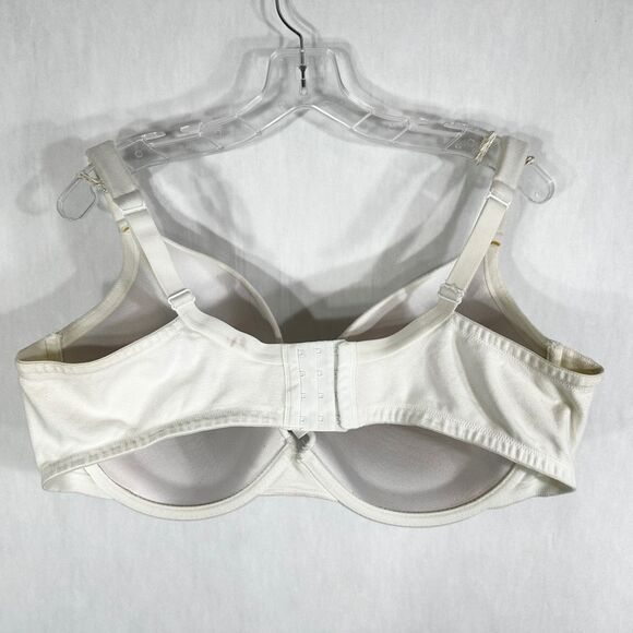 Cacique‎ Plus Size 44F Bra Cotton Boost Plunge Knit Stretch White Solid 865 - Picture 2 of 7